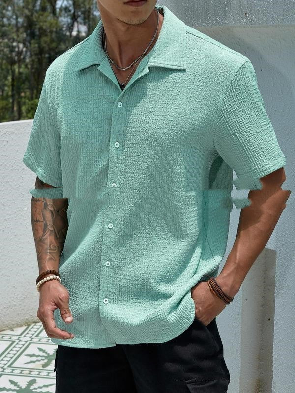 Men's Solid Color Short Sleeve Shirt Casual