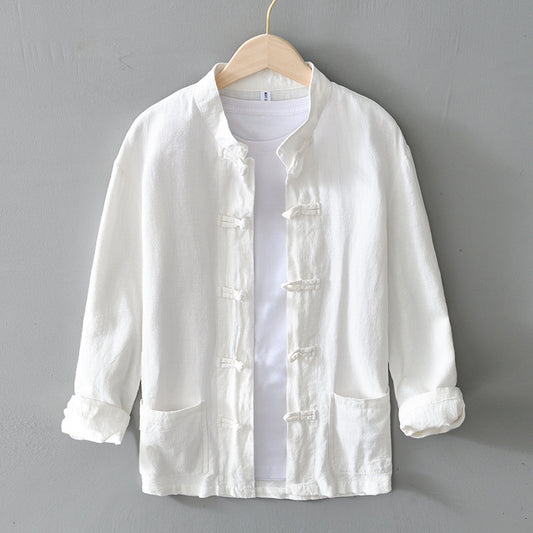 Linen Tang Suit Men's Youth Jacket Tea Suit Chinese Casual Jacket