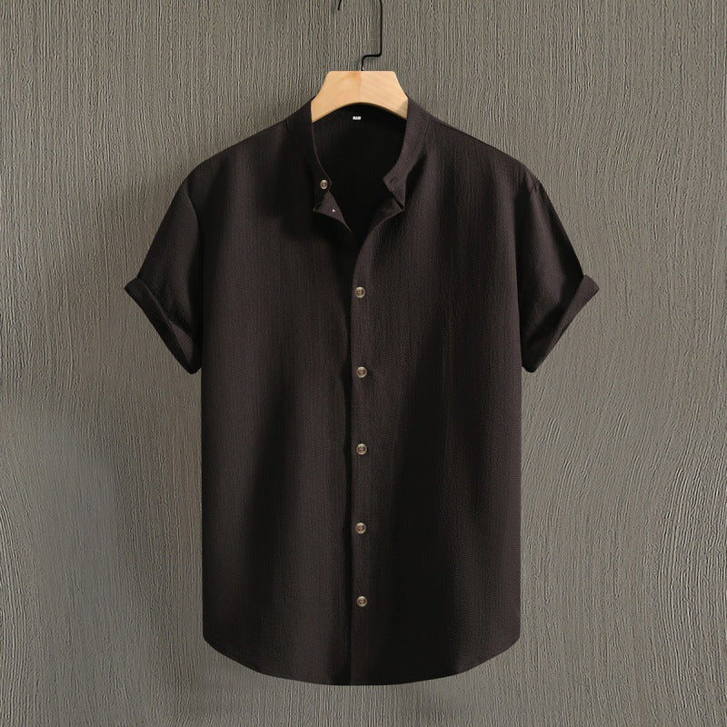 Men's Fashion Casual Stand Collar Short Sleeve Shirt