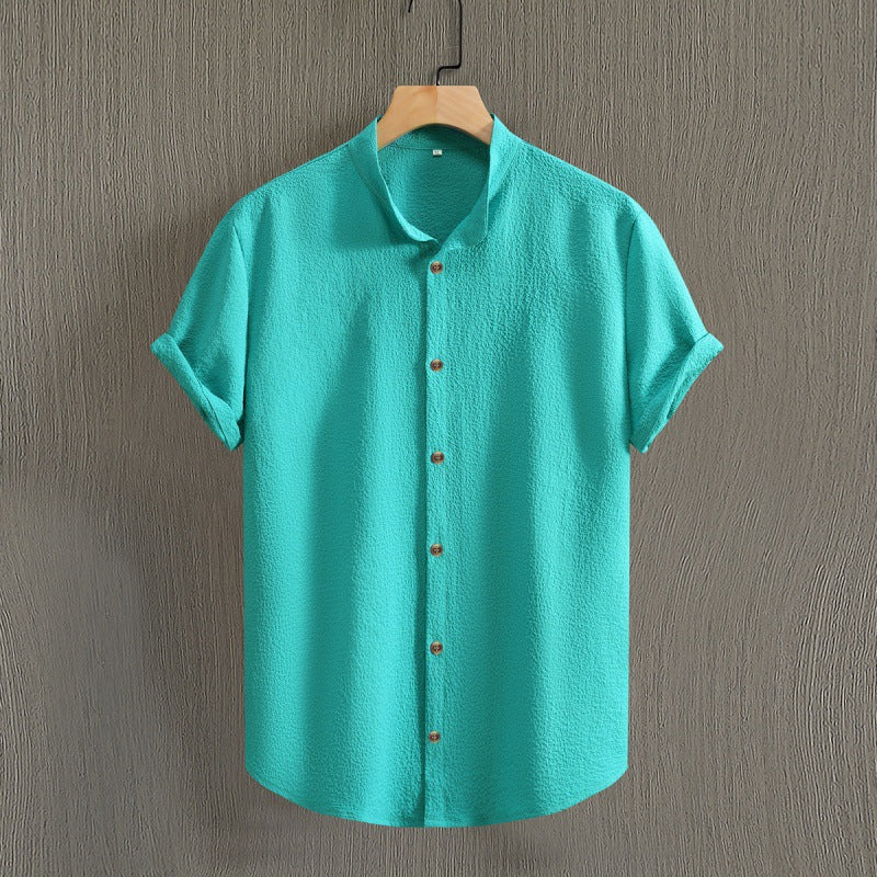 Men's Fashion Casual Stand Collar Short Sleeve Shirt