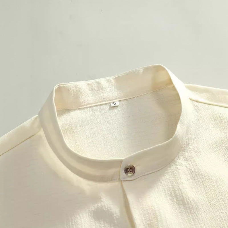 Men's Fashion Casual Stand Collar Short Sleeve Shirt