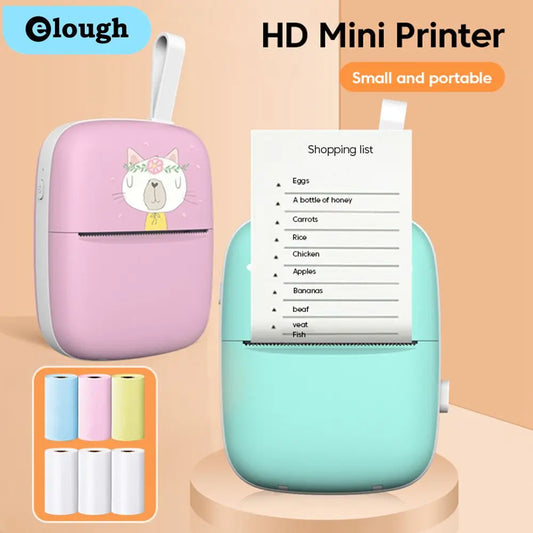 Elough Mini Printer Portable Thermal Adhesive Printer Wireless Bluetooth Inkless Stickers Phone Photo Printing for Android IOS