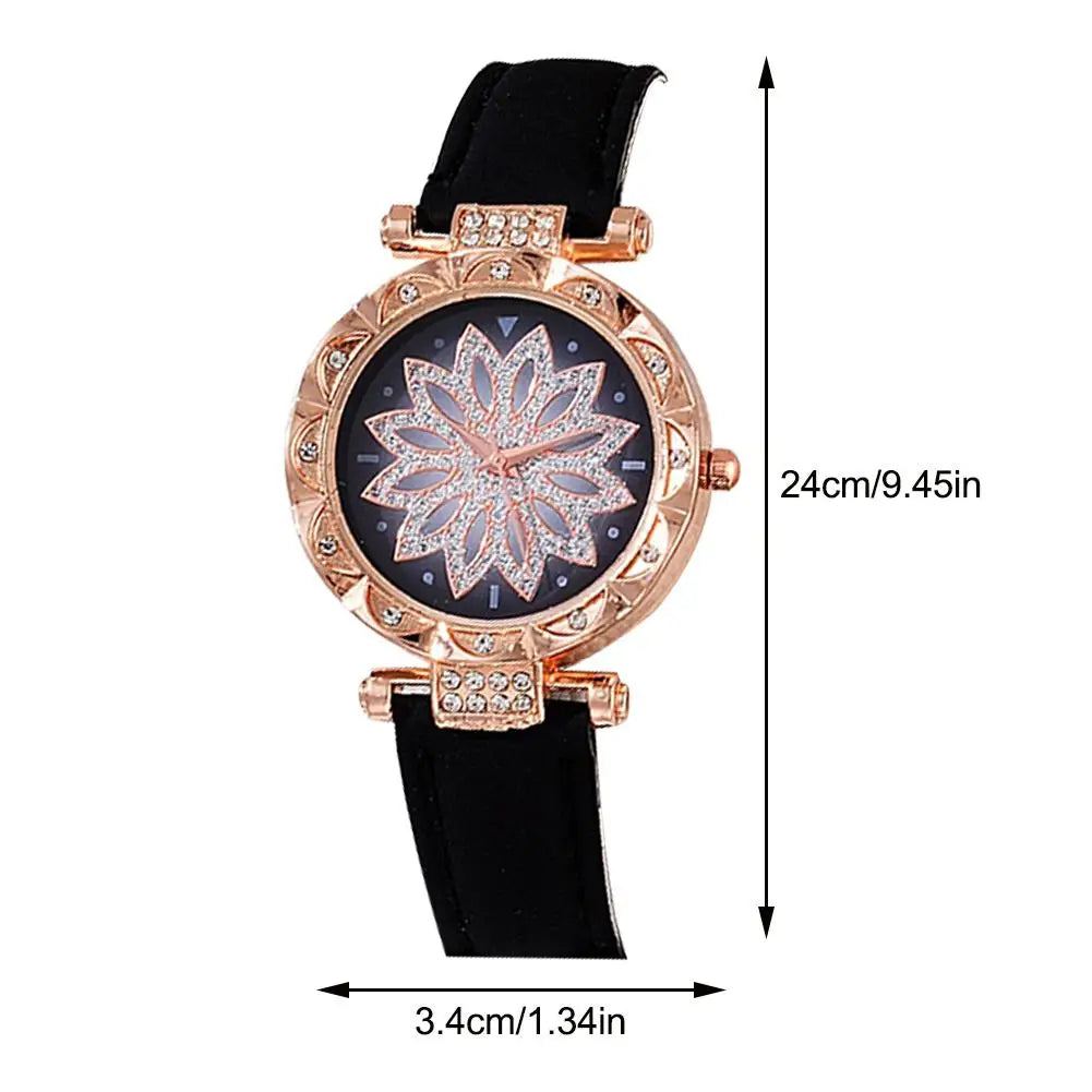 5pcs Set Watches Women Leather Band Ladies Watch Simple Casual Women's Analog WristWatch Bracelet Gift Montre Femme