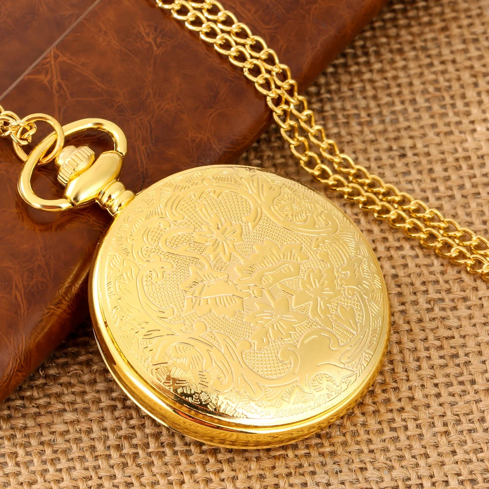 Charming Diamond-Luxury Owl Golden Handicraft Artwork Hollow Quartz Pocket Watch