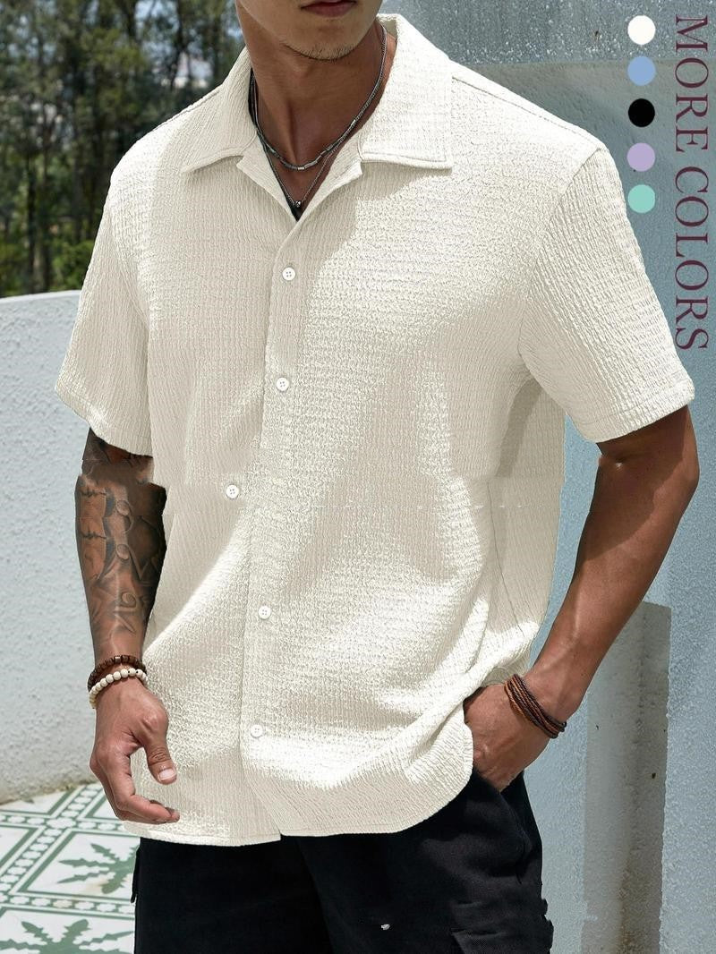 Men's Solid Color Short Sleeve Shirt Casual